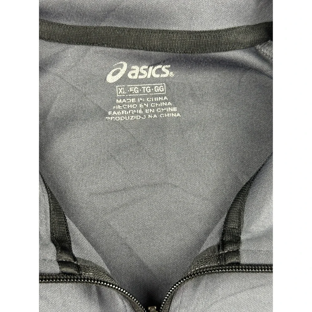 Asics Full Zip Jacket Men XL Gray Black Colorblock Stand Collar Sportswear Light